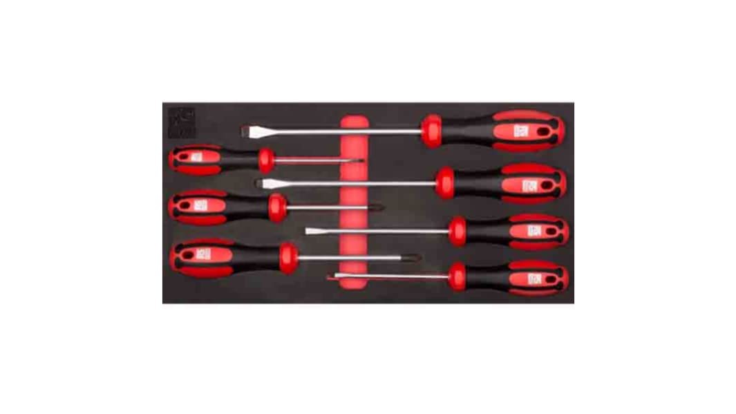 Jeu de tournevis standard RS PRO, Pozidriv, Fendu, 7 pièces
