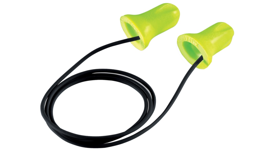 8888 Hi-com Series Black, Yellow Disposable Corded Ear Plugs, 24dB Rated, 100 Pairs