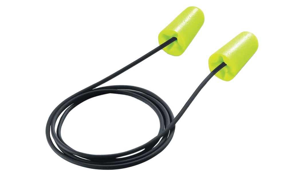 8888 x-fit Series Black, Yellow Disposable Corded Ear Plugs, 37dB Rated, 100 Pairs