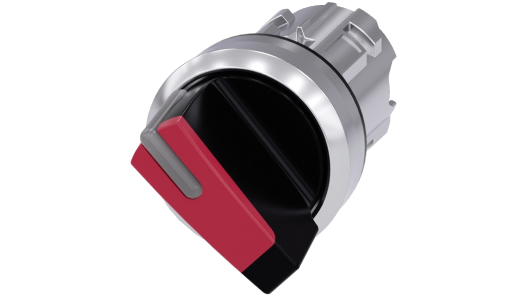 Siemens SIRIUS ACT 3SU10 Series 2 Position Selector Switch Head, 22mm Cutout, Red Handle