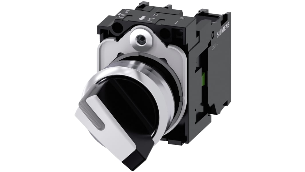 Siemens Short Handle Selector Switch - (SPDT) 22mm Cutout Diameter 2 Positions
