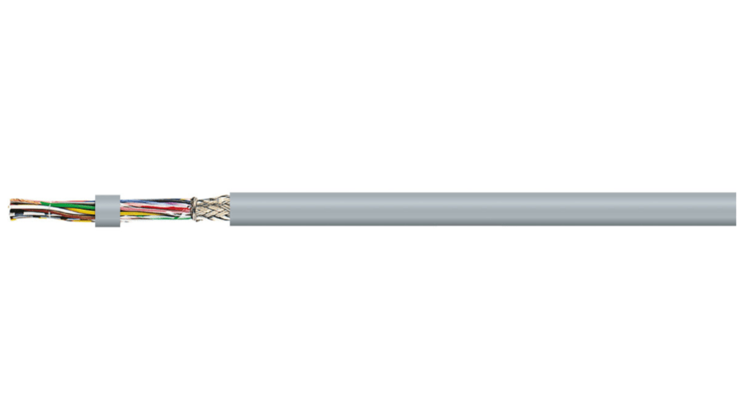 AXINDUS HIFLEX-CY Datenkabel 0,75 mm² Ø 8.4mm, Kupfergeflecht geschirmt PVC isoliert Twisted Pair Grau