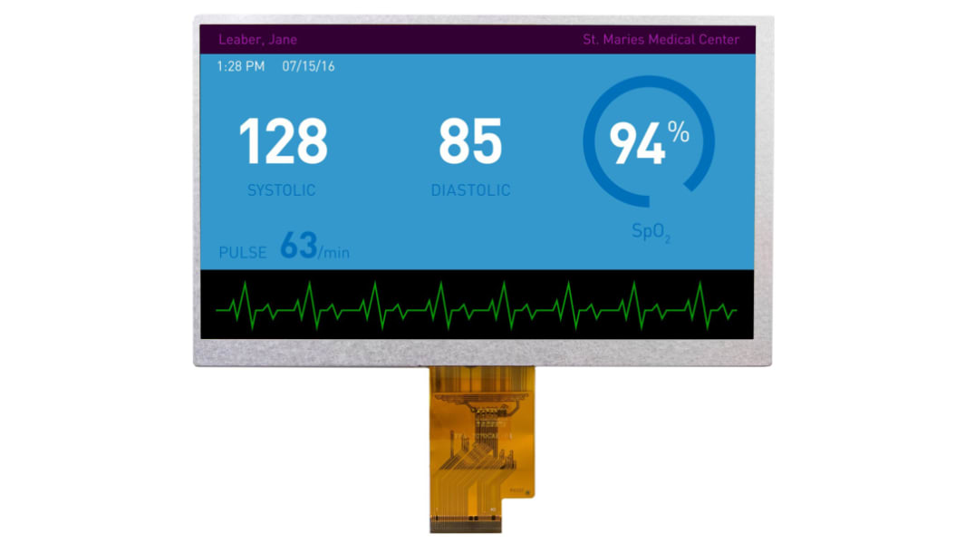 Display LCD a colori Displaytech, 7poll, interfaccia LVDS, 1024 x 600pixels