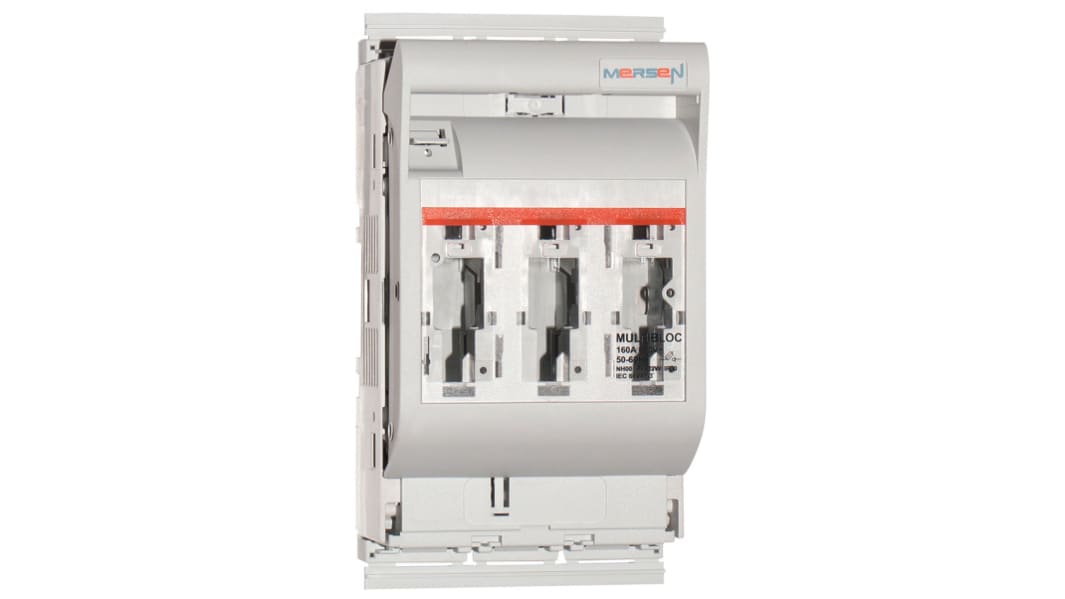 Portafusibles para montaje en carril Mersen 160A para 00 3P Polos 690V ac