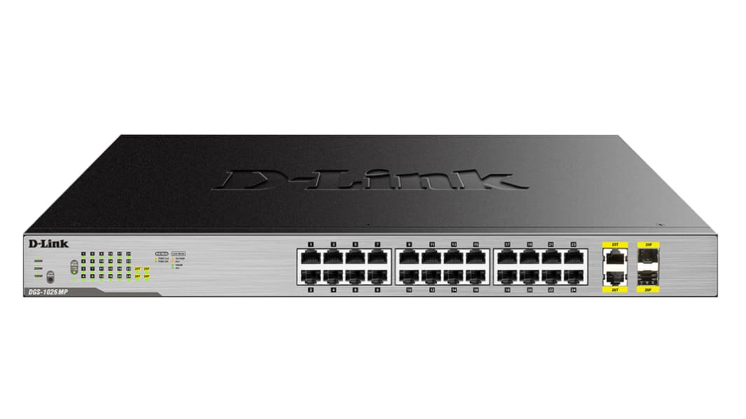 Switch Gigabit D-Link Sobremesa, montaje en rack con PoE, 26 puertos, Gigabit, 10/100/1000Mbit/s, 26 RJ45, 2 SFP