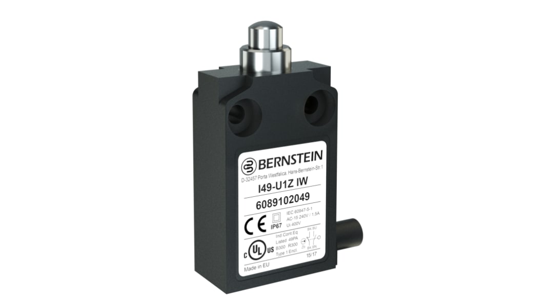 Interruttore di fine corsa Bernstein AG, Stantuffo, NO/NC, IP67