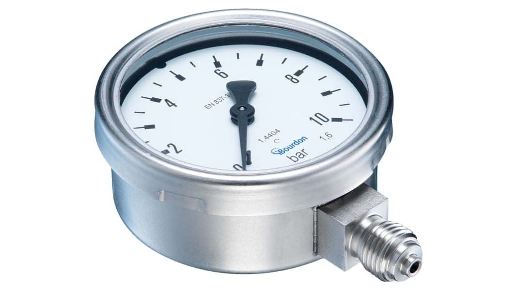 Bourdon G 1/4 Analogue Pressure Gauge 16bar Bottom Entry 63mm Outside Diameter