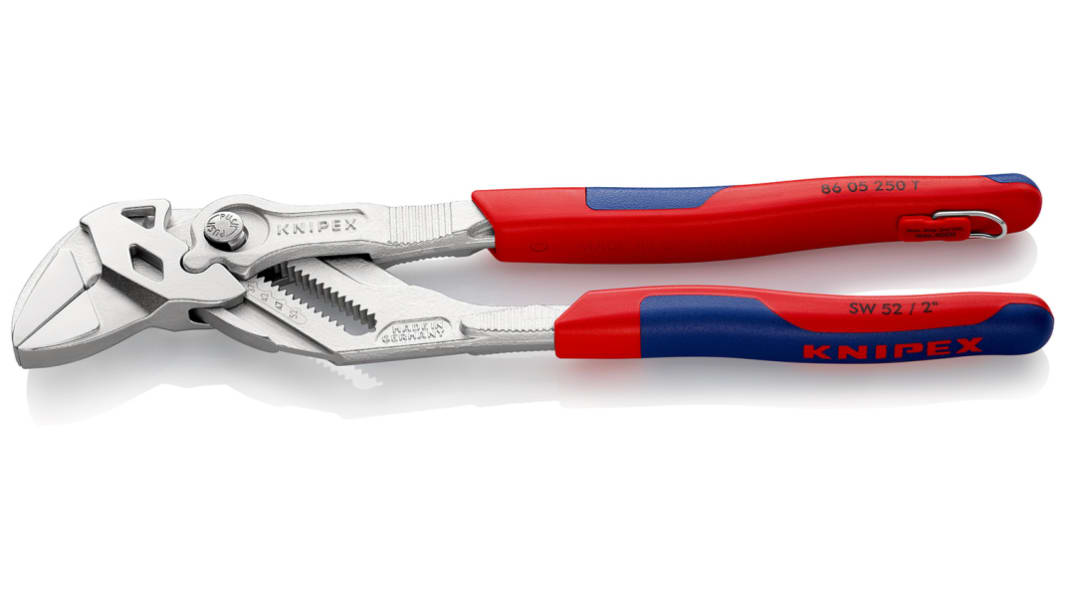 Knipex Plier Wrench, 250 mm Overall, Angled, Bent, Flat, Straight Tip, 52mm Jaw