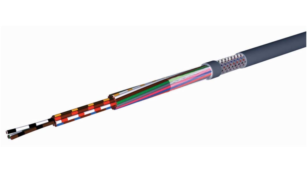 RS PRO Data Cable, 4 Cores, 0.34 mm², Screened, 22 AWG, 100m, Screened Shield, LiYCY Cable