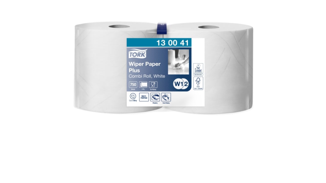 Essuie-tout Tork Wiping Paper Plus Tork Wiping Paper Plus Rouleau Blanc, 750 essuyeurs