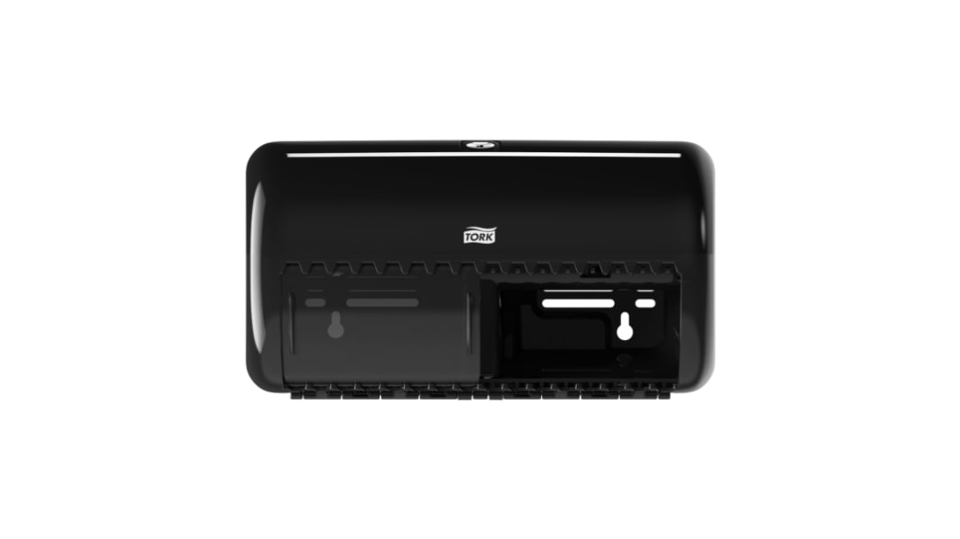 Tork Black Plastic Toilet Roll Dispenser, 153mm x 158mm x 286mm