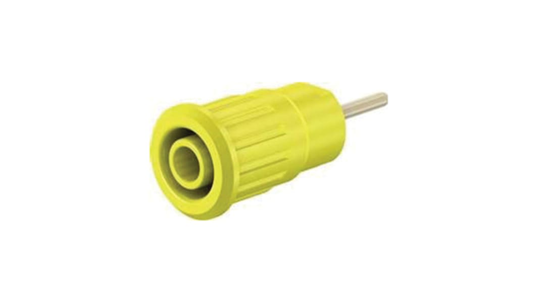Staubli Yellow Female Banana Socket, 4 mm Connector, Press Fit Termination, 24A, 1000V, Gold Plating