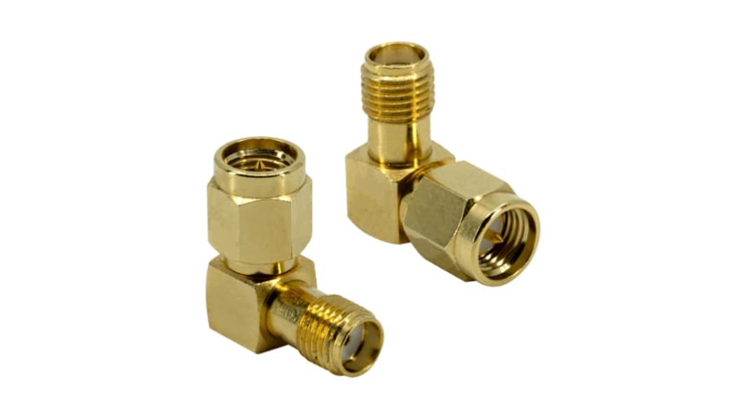 Siretta Right Angle 50Ω RF Adapter SMA Plug to SMA Socket 0 → 6GHz