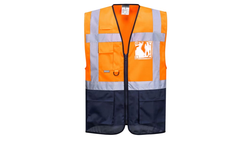 Portwest Orange Unisex XXL Polyester Warnweste, Reißverschluss