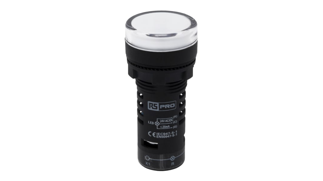 RS PRO, Panel Mount Red/Green Pilot Light, 22mm Cutout, IP65, Round, 24V ac/dc