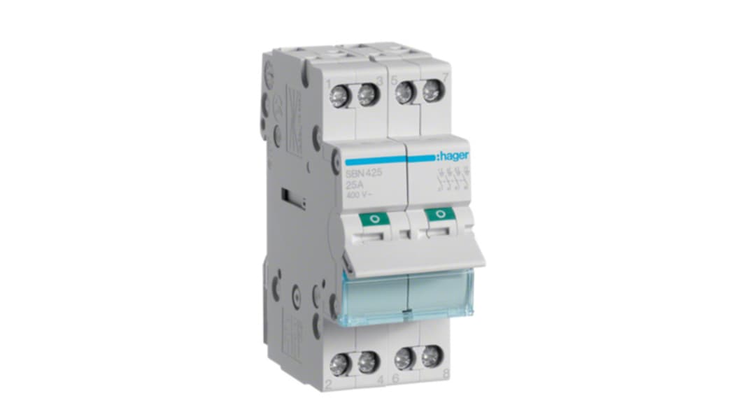 Interrupteur-sectionneur Hager SB, 4 P, 25A, 230 → 400V c.a.