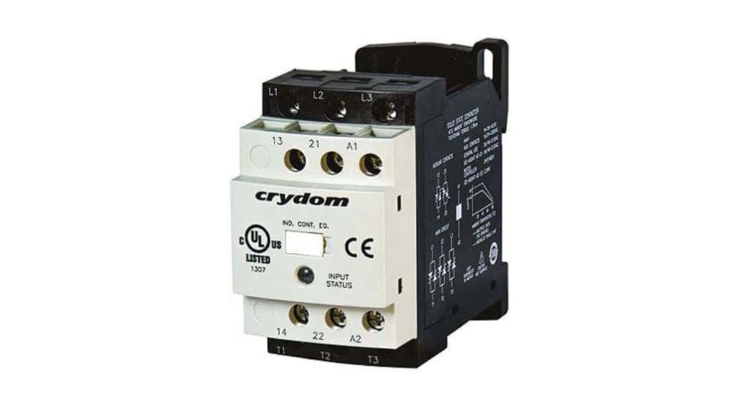 Sensata Crydom Crydom DRC Solid State Contactor, 3-Pole, 500 mA, 480 V ac