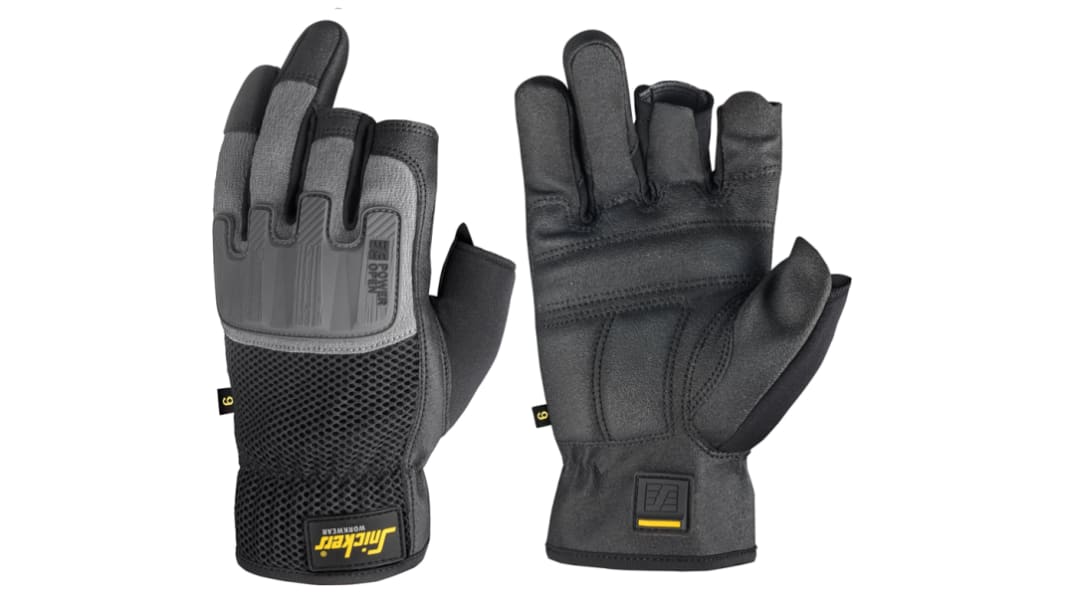 Snickers Power Open Black Polyamide General Purpose Work Gloves, Size 10