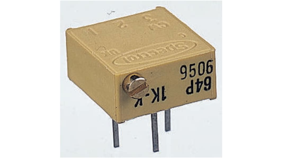 Vishay Trimmer potenciométer 50kΩ, ±10%, 19 (elektromos), 22 (mechanikus)-menetes, Furatszerelt, 0.5W, Érintkezőtüske