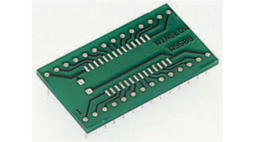 Winslow Straight Through Hole Mount 1.27 mm, 2.54 mm Pitch IC Socket Adapter, 24 Pin Female SOP to 24 Pin Male DIP