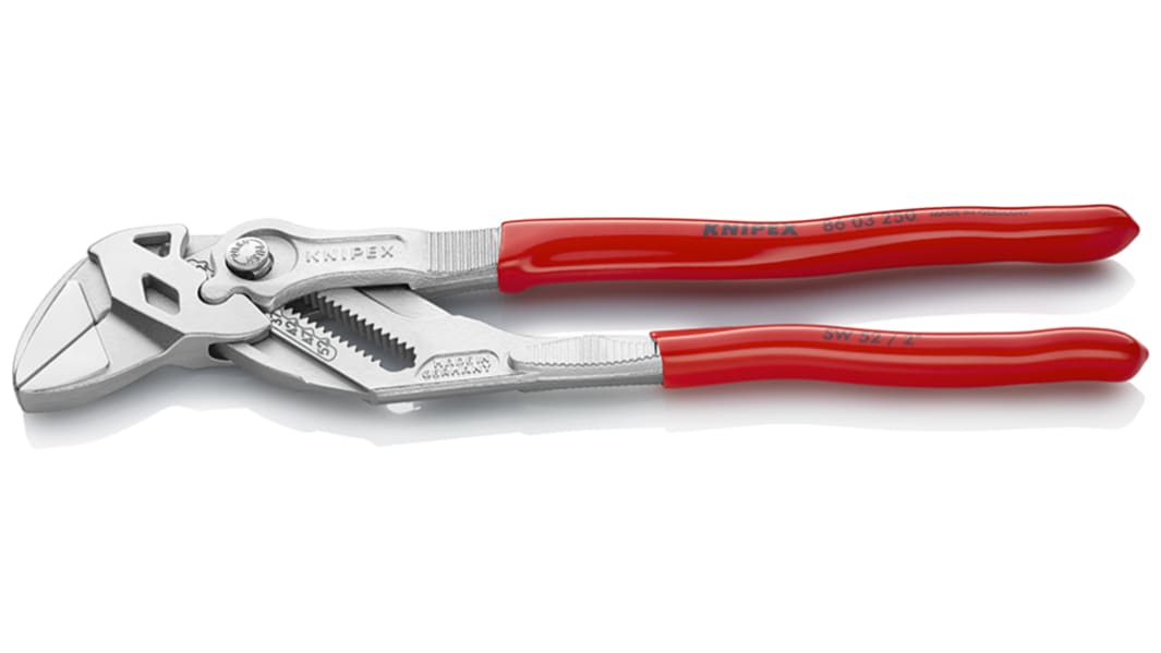 Knipex Plier Wrench, 250 mm Overall, Angled, Bent, Flat, Straight Tip