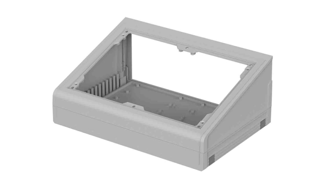 Caja de consola Bopla, serie Ultrapult, de ABS de color Gris claro, con frontal inclinado, 290.9 x 198.9 x 120.4mm
