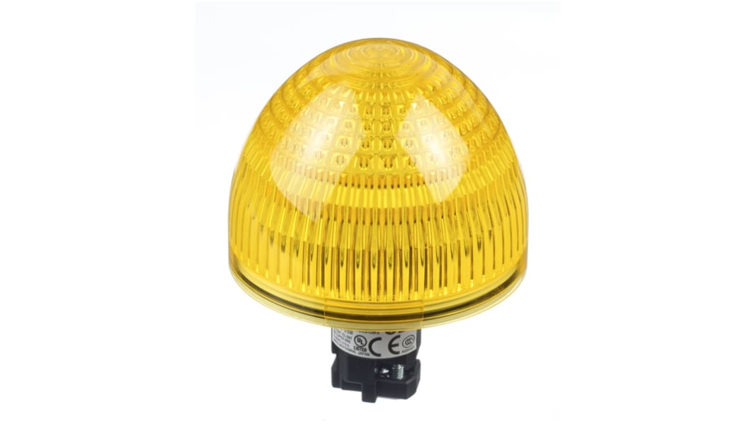 Idec, HW, Flush Mount Yellow LED Pilot Light Complete, 22mm Cutout, IP65, Dome, 24V ac/dc