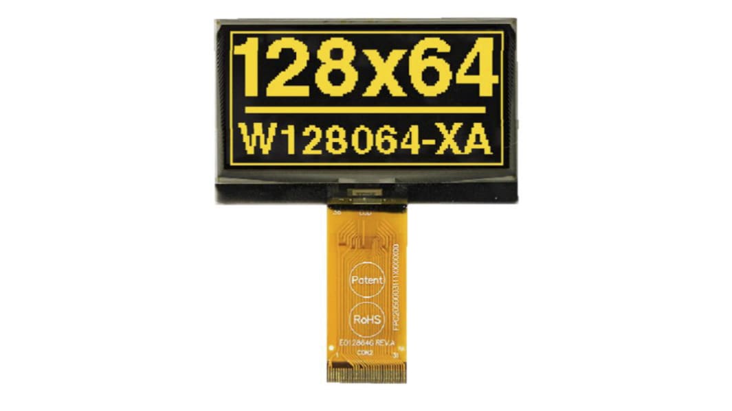 Display Visions 2.42in Yellow Passive matrix OLED Display 128 x 64pixels COB I2C, SPI Interface