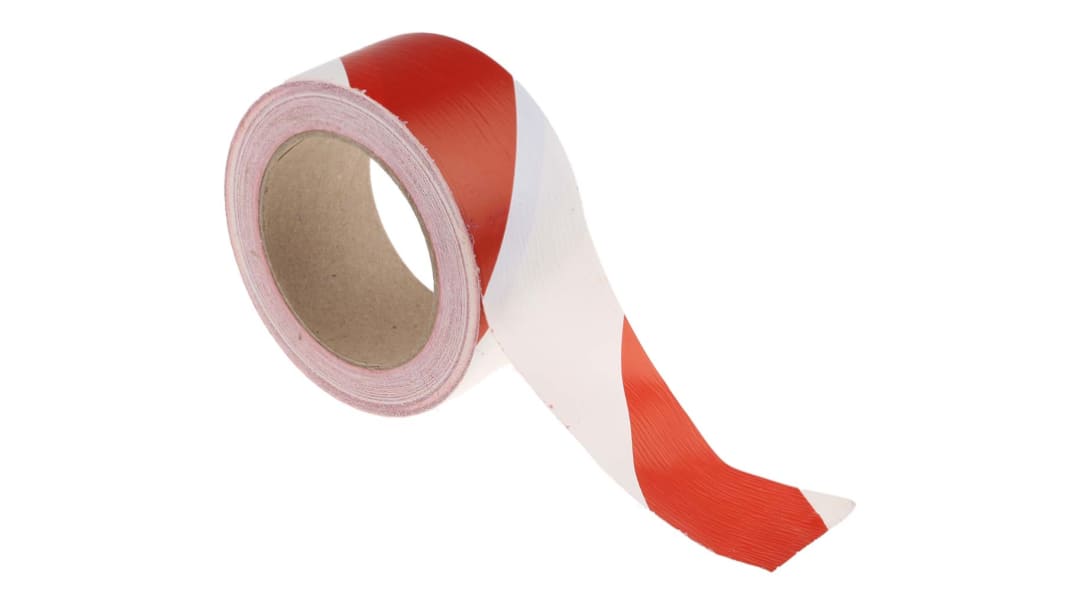 Bande de marquage au sol Rouge/Blanc RS PRO, 50mm x 33m
