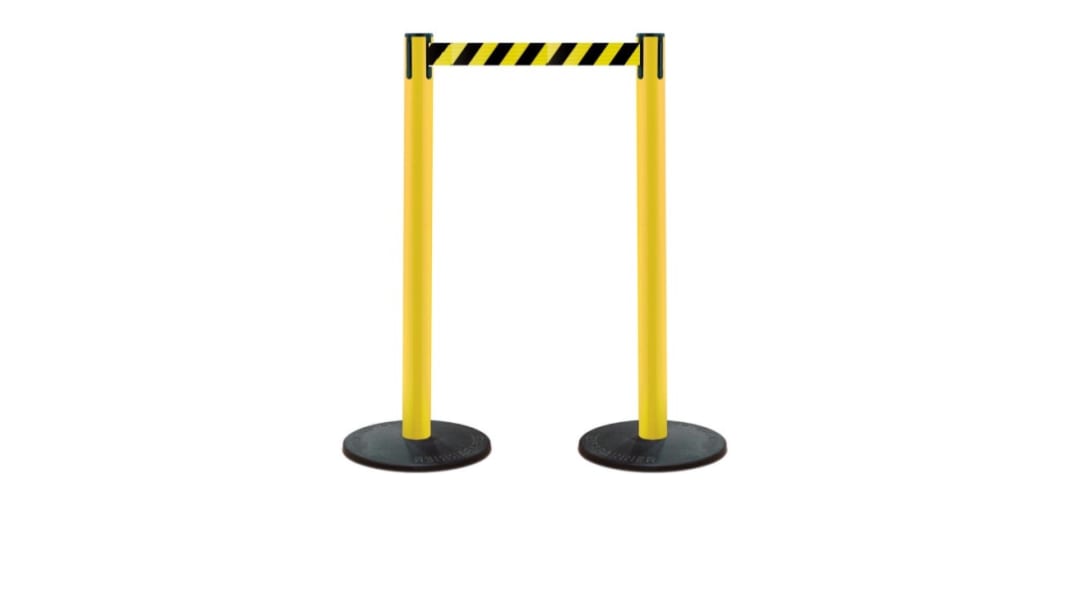 Tensator Black & Yellow Plastic Retractable Barrier, 2.3m, Red, White Tape