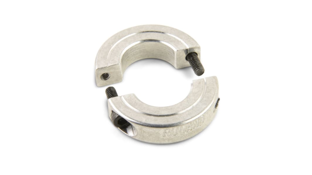 Ruland Shaft Collar, Two Piece, Clamp Screw, Bore 16mm, OD 30mm, W 8mm, Aluminium
