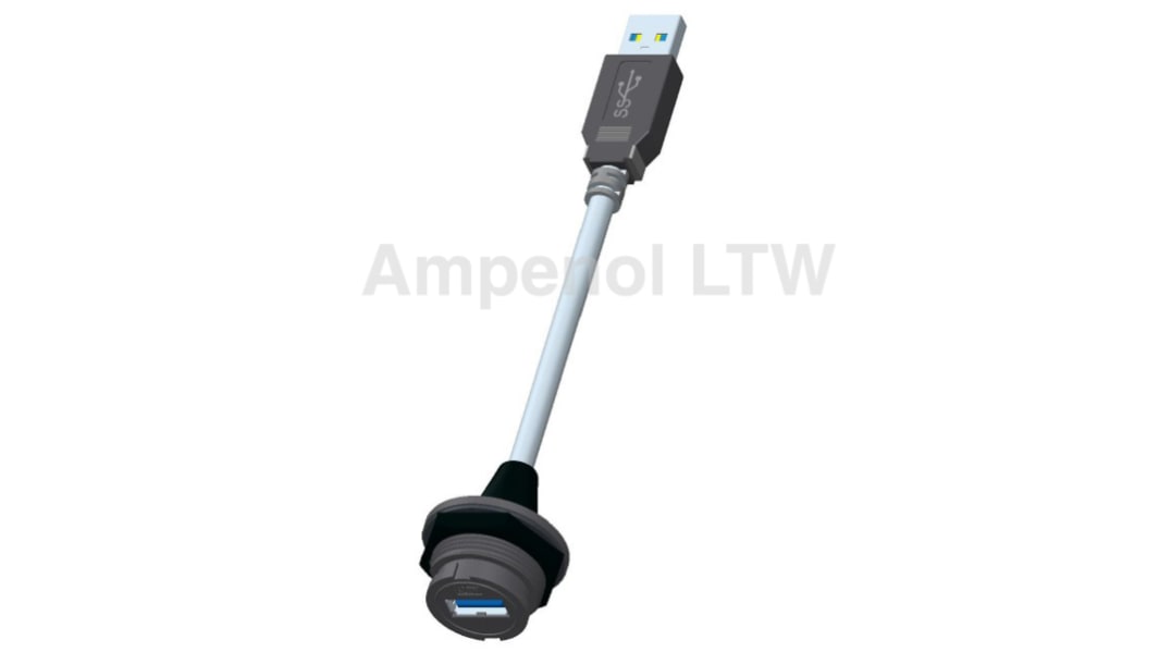 Connecteur USB 3.0 A Femelle vers Mâle Amphenol Industrial, série UA