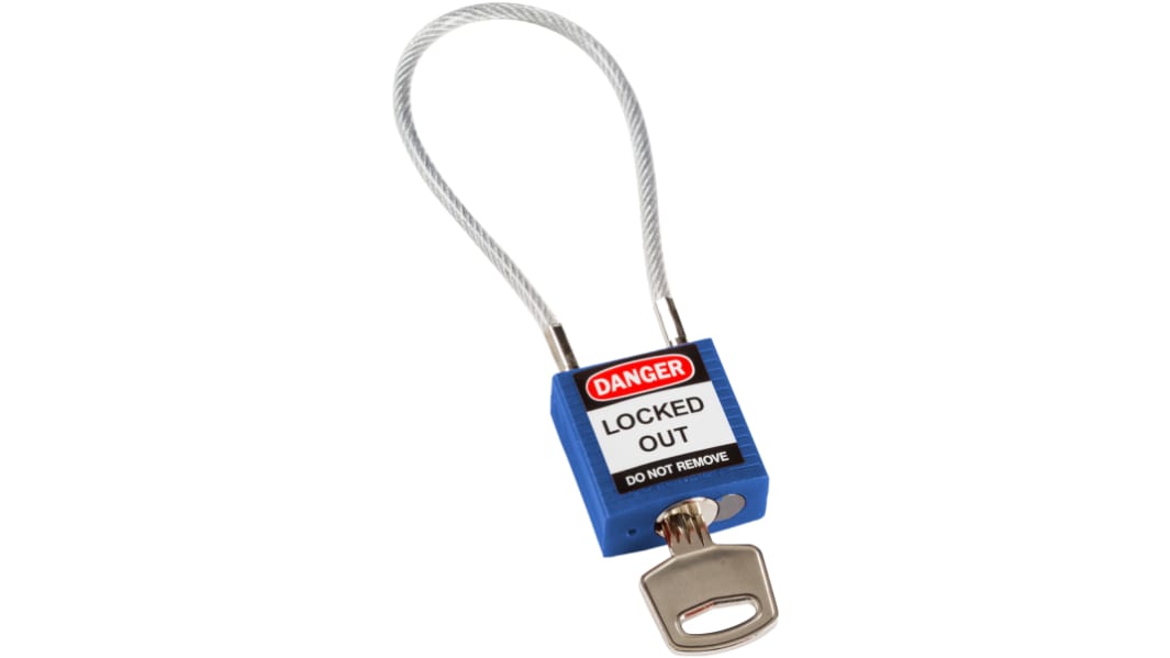 Cadenas à câble compacts Brady 1 serrure Corps en nylon renforcé robuste avec câble en acier gainé, anse de 4.7mm