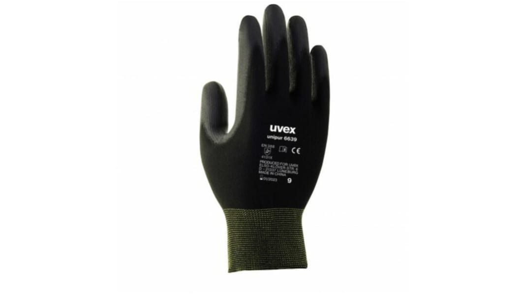 uvex Unipur 6639 Black Polyamide General Purpose Work Gloves, Size 8, Polyurethane Coating