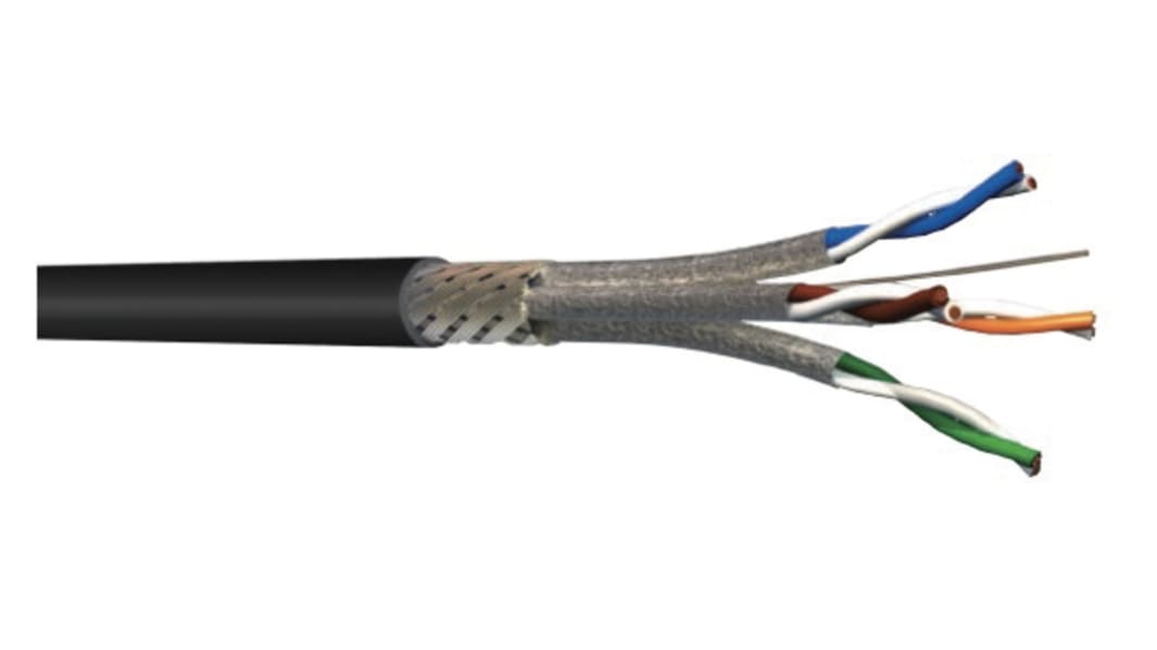 Cavo Ethernet Cat6a (S/FTP) S2Ceb-Groupe Cae, guaina in PUR col. Nero, L. 100m, Senza terminazione