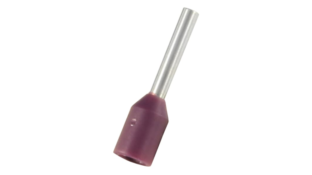 RS PRO Insulated Crimp Bootlace Ferrule, 6mm Pin Length, 0.8mm Pin Diameter, 24mm² Wire Size, Violet