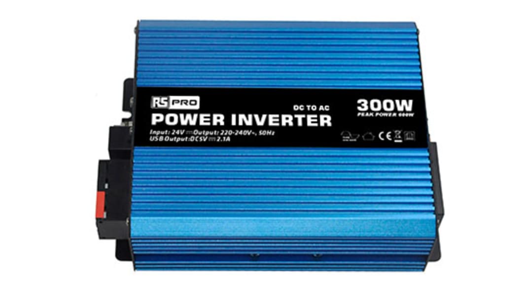 RS PRO Pure Sine Wave 300W Power Inverter, 24V Input, 230V Output