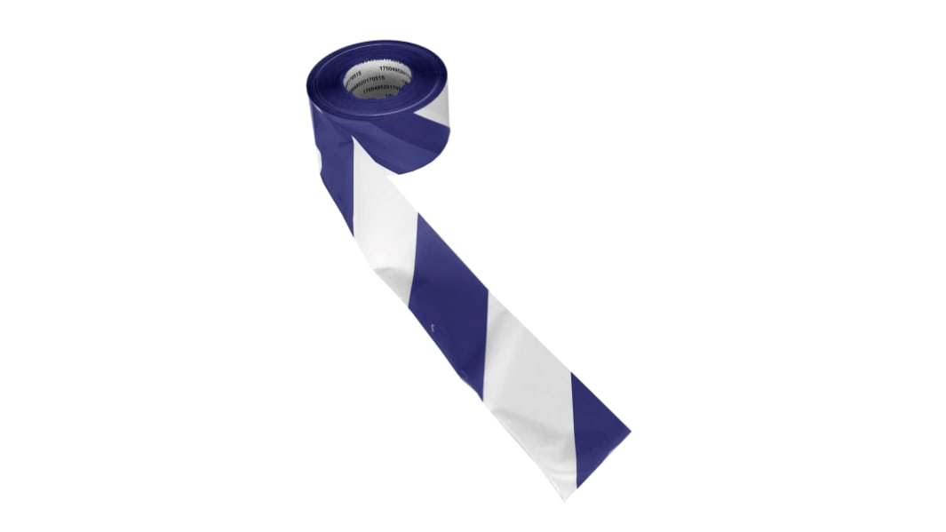 Nastro barriera Blu, bianco RS PRO, in Polietilene ad alta densità, 75mm x 500m