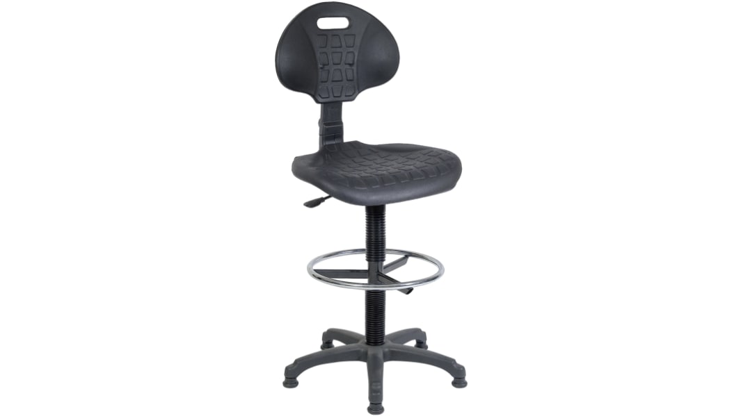 Chaise dessinateur RS PRO, dossier inclinable, Hauteur d'assise 59 → 83cm, Noir
