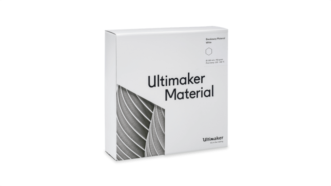 Ultimaker zum Abreißen 3D-Drucker Filament zur Verwendung mit Duale Extrusion, Weiß, 2.85mm, FDM, 750g