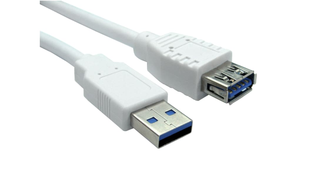 RS PRO USB 3.0, Male USB A to Female USB A, 1.8m