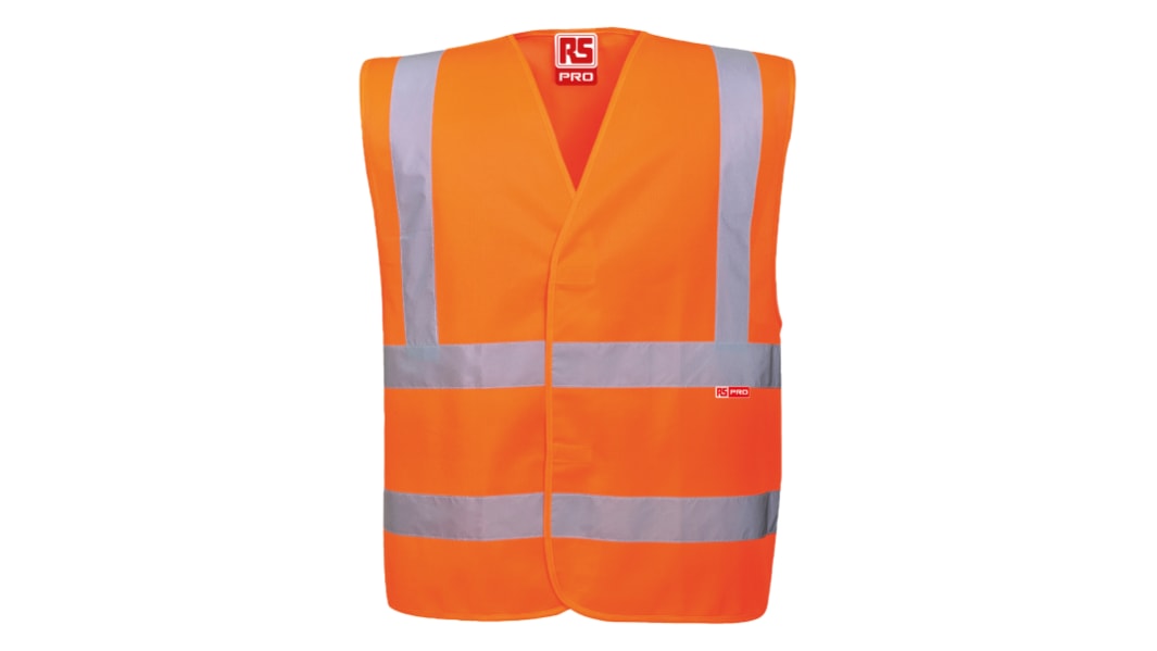RS PRO Orange Unisex S bis M Polyester Warnweste, Klettverschluss, Atmungsaktiv