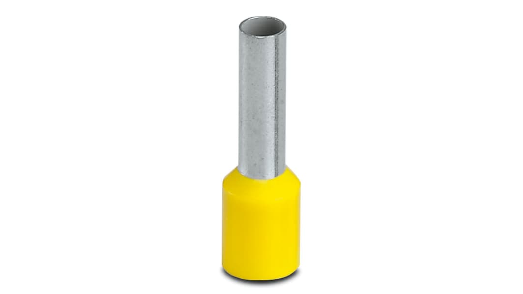Phoenix Contact Insulated Crimp Bootlace Ferrule, 12mm Pin Length, 3.5mm Pin Diameter, Yellow