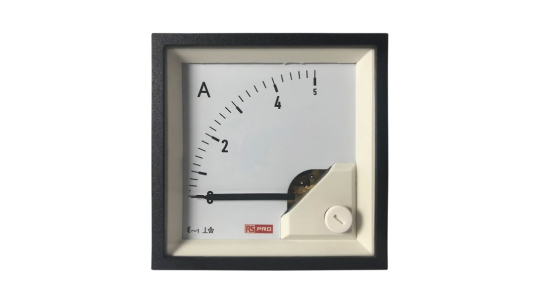 RS PRO Digital Ammeter 5 (Input, Scale)A AC, 68mm x 68mm, 1 % Moving Iron