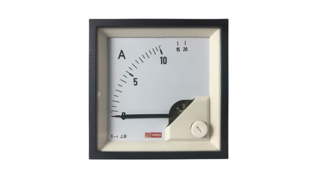 RS PRO Analogue Panel Ammeter 20 (Input)A AC, 68mm x 68mm, 1 % Moving Iron