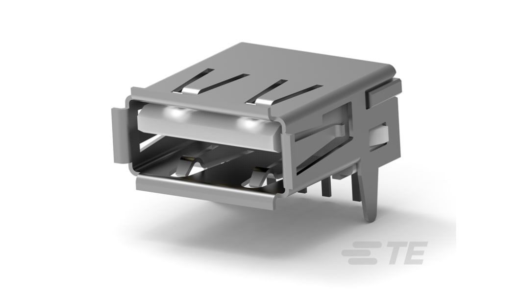 TE Connectivity USB-stik, 1 Porte Version 2.0, Hun, Retvinklet, Hulmontering, 30,0 V., 1.0A