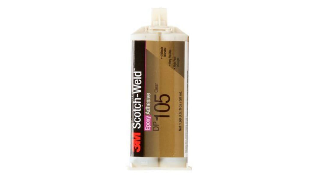 Adhesivo epoxi 3M Scotch-Weld DP105 de color transparente, Cartucho doble de 48 ml, curado en 48 h