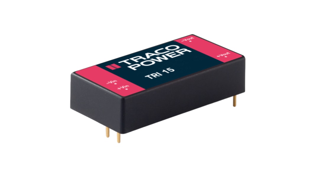 TRACOPOWER TRI 15 DC/DC-Wandler 15W 24 V dc IN, ±12V dc OUT / 625mA Durchsteckmontage 5.94kV dc isoliert