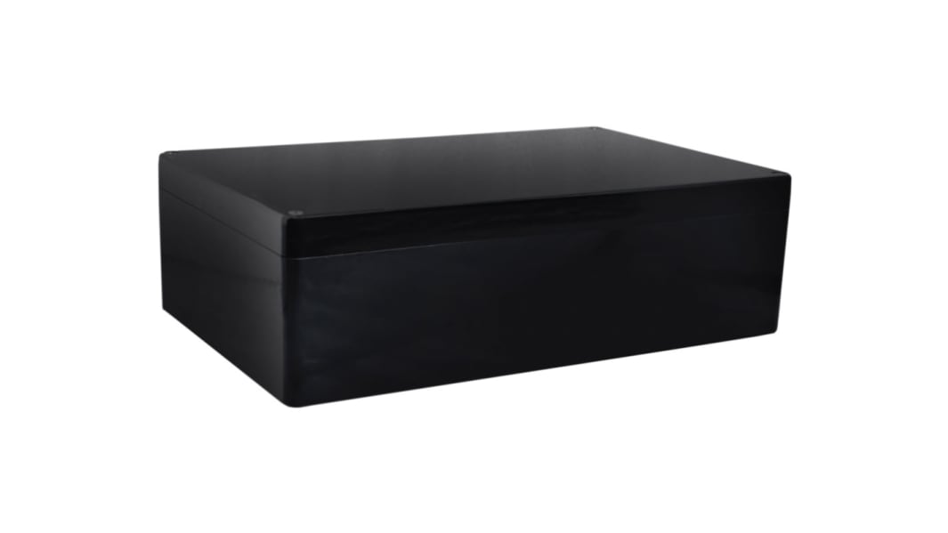 RS PRO Black Fibreglass Reinforced Polyester General Purpose Enclosure, IP66, Black Lid, 600 x 250 x 161mm