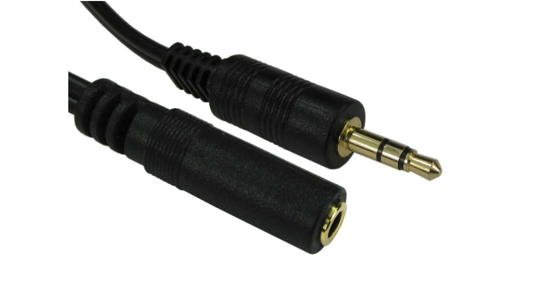 RS PRO Male 3.5mm Stereo Jack to Female 3.5mm Stereo Jack Aux Cable, White, 20m